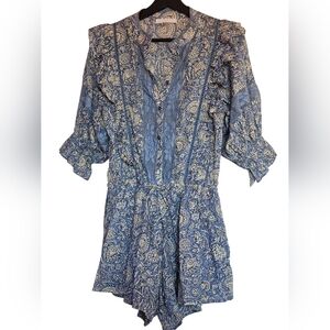 Karlie Chic Blue and Cream Paisley Romper